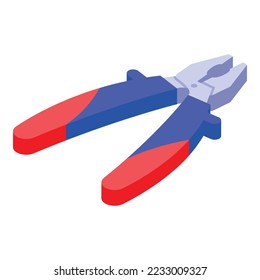 Icono de alicates de trabajo vector isométrico. Muro. Constructor de habitaciones