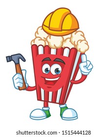 worker popcorn mascot character vector design