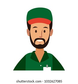 worker portrait of delivery man with cap