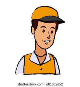 worker portrait of delivery man with cap