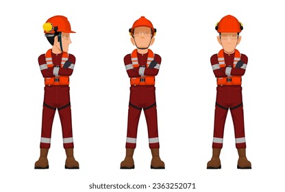 worker is in the position of folded arm