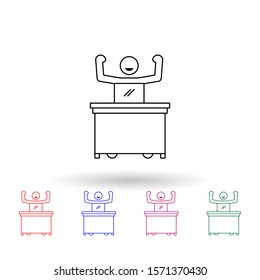 Worker with powerful program multi color icon. Simple thin line, outline vector of people in the work icons for ui and ux, website or mobile application