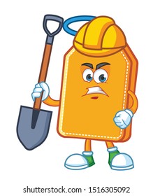 worker prize tag shopping cartoon character mascot vector design