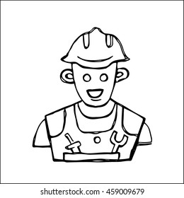 worker professional or engineer with helmet character avatar icon symbol sketch  vector illustration, for industry business design