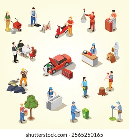 worker professions illustration 3d eco collection concept