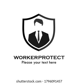 Worker protect logo template illustration. suitable for industry, emblem, corporate, icon