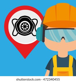 worker protection at power plant vector illustration design