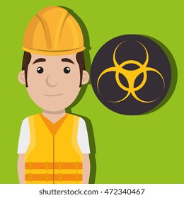 worker protection at power plant vector illustration design