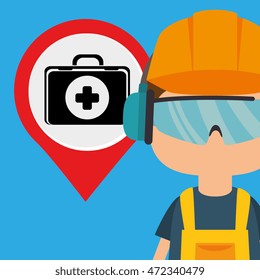 worker protection at power plant vector illustration design