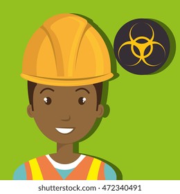 worker protection at power plant vector illustration design