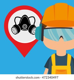 worker protection at power plant vector illustration design