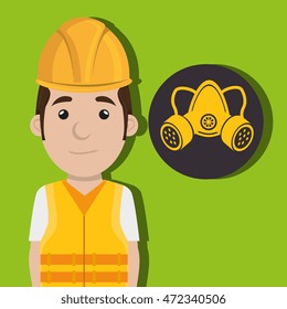 worker protection at power plant vector illustration design