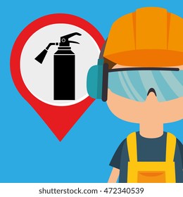 worker protection at power plant vector illustration design