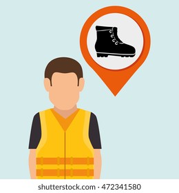 worker protection at power plant vector illustration design