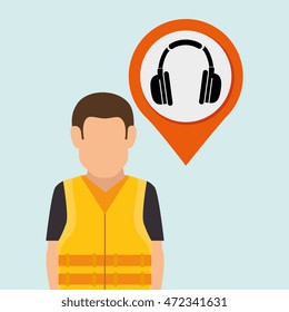 worker protection at power plant vector illustration design