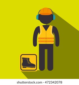worker protection at power plant vector illustration design