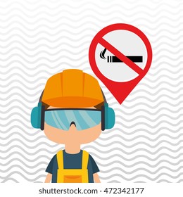 worker protection at power plant vector illustration design