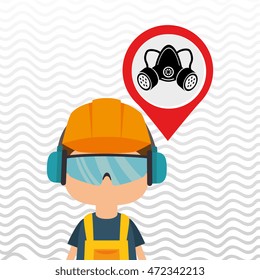 worker protection at power plant vector illustration design