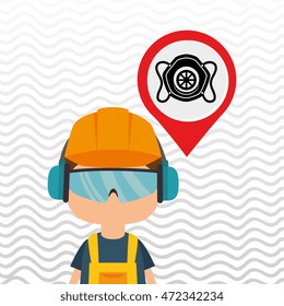 worker protection at power plant vector illustration design