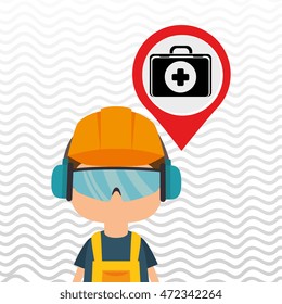 worker protection at power plant vector illustration design