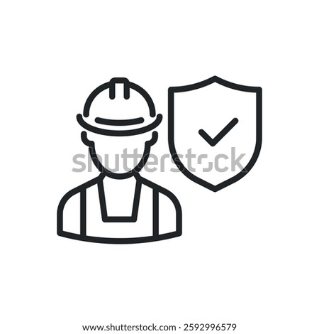 Worker protection thin line icons.  Perfect pixel on transparent background