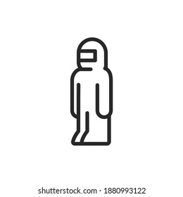 Worker in protective suit color line icon. Isolated vector element.