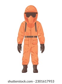 worker with protective workwear character isolated
