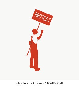 Worker protest hands with banner. Politic crisis situation
