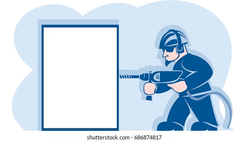 Worker with a puncher in his hands