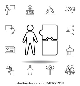Worker, puzzle icon. Set of hr elements. Can be used for web, logo, mobile app, UI, UX