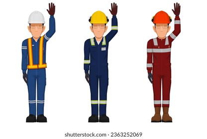 worker is raising hand overhead
