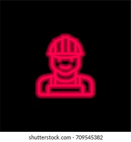 Worker red glowing neon ui ux icon. Glowing sign logo vector