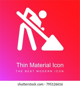 Worker red and pink gradient material white icon minimal design