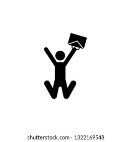 Worker rejoices, man, case icon. Simple glyph, flat vector of People icons for UI and UX, website or mobile application