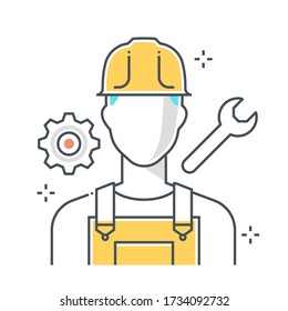 Worker related color line vector icon, illustration. The icon is about employee, Labor, employment, collective, recruitment. The composition is infinitely scalable.