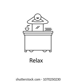 worker in relax icon. Element people at the workplace for mobile concept and web apps. Thin line icon for website design and development app development. Premium icon on white background