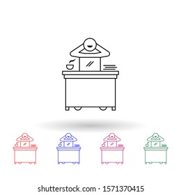 Worker in relax multi color icon. Simple thin line, outline vector of people in the work icons for ui and ux, website or mobile application