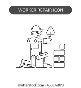 Worker Repair Icons set. Building and construction logo collection. Isolated black sign white background. Vector illustration. Usable for web, infographic and print.