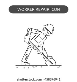 Worker Repair Icons set. Building and construction logo collection. Isolated black sign white background. Vector illustration. Usable for web, infographic and print.