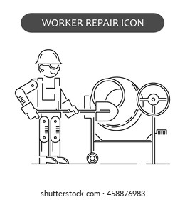 Worker Repair Icons set. Building and construction logo collection. Isolated black sign white background. Vector illustration. Usable for web, infographic and print.