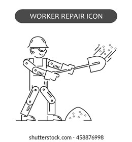 Worker Repair Icons set. Building and construction logo collection. Isolated black sign white background. Vector illustration. Usable for web, infographic and print.