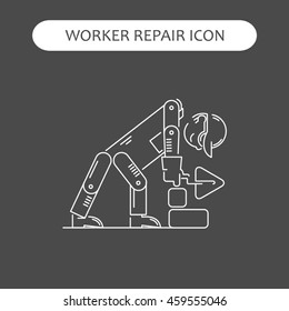 Worker Repair Icons set. Building and construction logo collection. Isolated white sign black background. Vector illustration. Usable for web, infographic and print