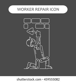 Worker Repair Icons set. Building and construction logo collection. Isolated white sign black background. Vector illustration. Usable for web, infographic and print