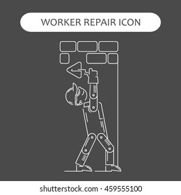 Worker Repair Icons set. Building and construction logo collection. Isolated white sign black background. Vector illustration. Usable for web, infographic and print