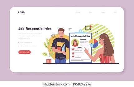 Worker responsibilities web banner or landing page. Personnel management