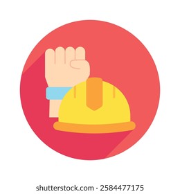 Worker rounded flat color icon, mini, small illustration. use for modern concept, print, UI, UX kit, web and app development. Vector EPS 10, related to industrial, business, finance, investment.