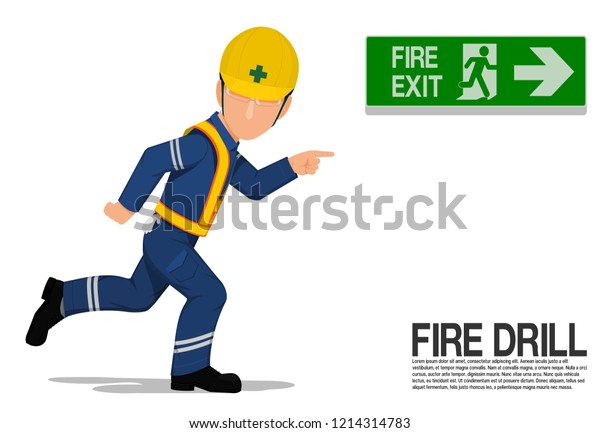 A worker is running to\
the fire exit