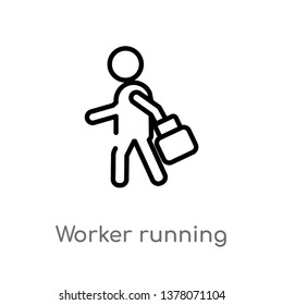 worker running vector line icon. Simple element illustration. worker running outline icon from people concept. Can be used for web and mobile