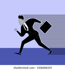 a worker runs quickly to his workplace,  design illustration for business purpose