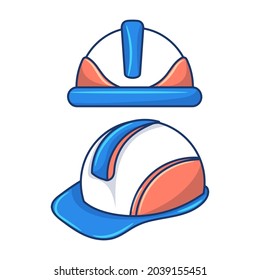 Worker safety hard hat, colored hand drawn sketch vector objects